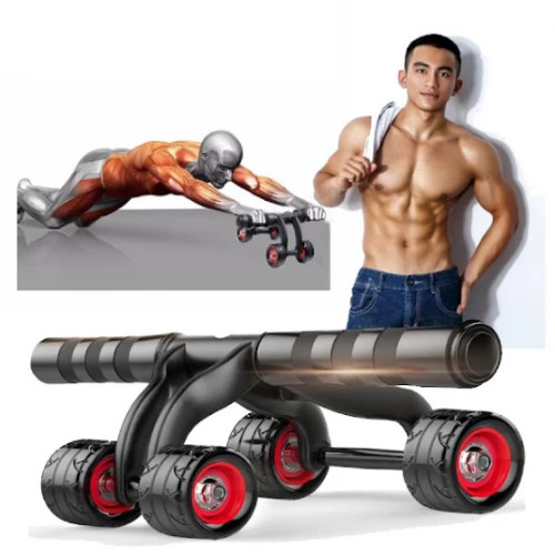 Aparat fitness cu 4 roti pentru abdomen si spate