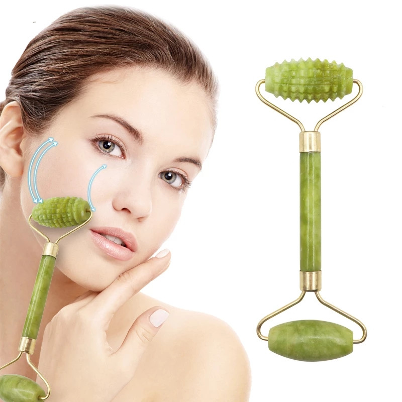 Roller pentru masaj facial, din jad,