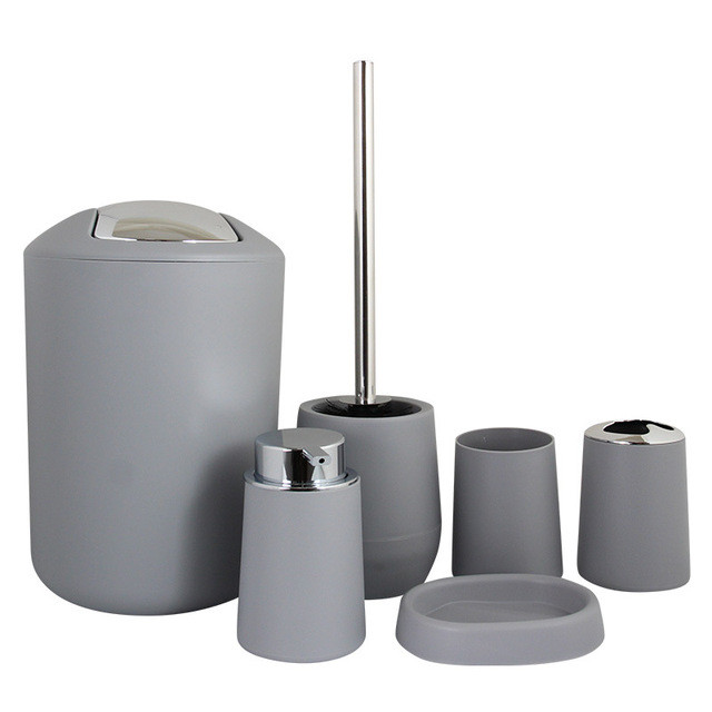 Set 6 accesorii pentru baie, gri