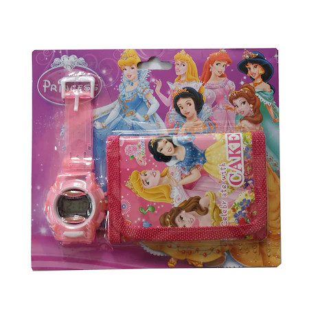 Set ceas electronic de mana si portofel copii tip Princess