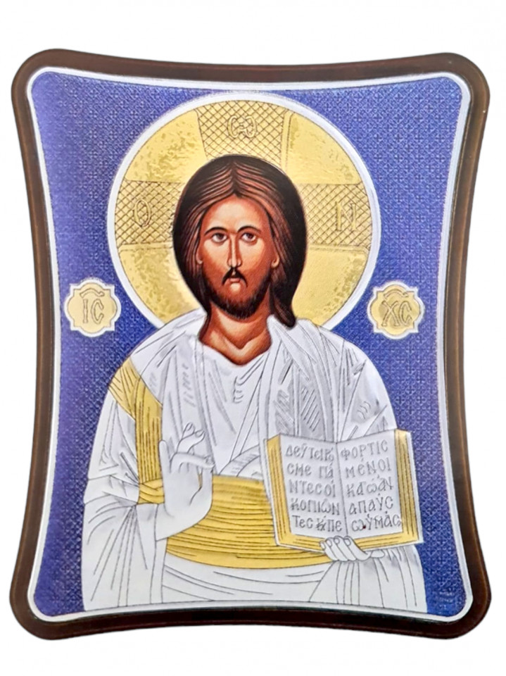 Icoana argintata - Mantuitorul Pantocrator 12,5x15,5 cm