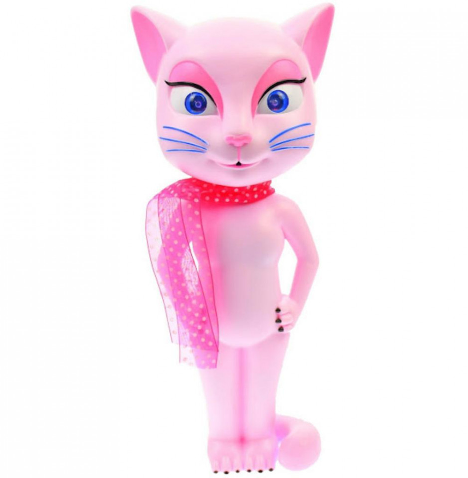 Jucarie interactiva, pisica vorbitoare talking angela, roz, 30 cm