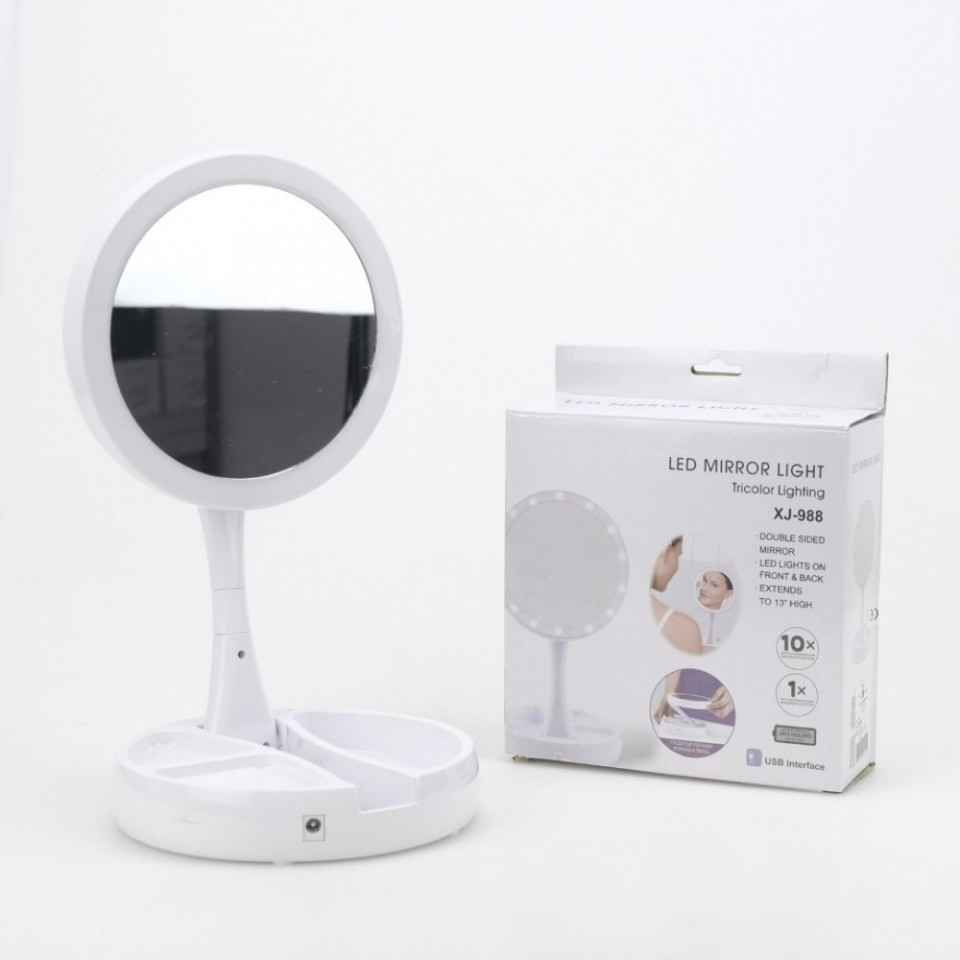 Oglinda cosmetica pentru machiaj cu iluminare led , rotunda