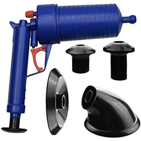 Poza Pistol cu aer comprimat cu 4 accesorii pentru desfundat tevile de la chiuvete, cada, dus si toalete
