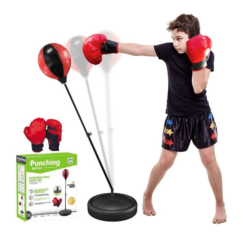 Set sac de box + manusi, piele sintetica, rosu