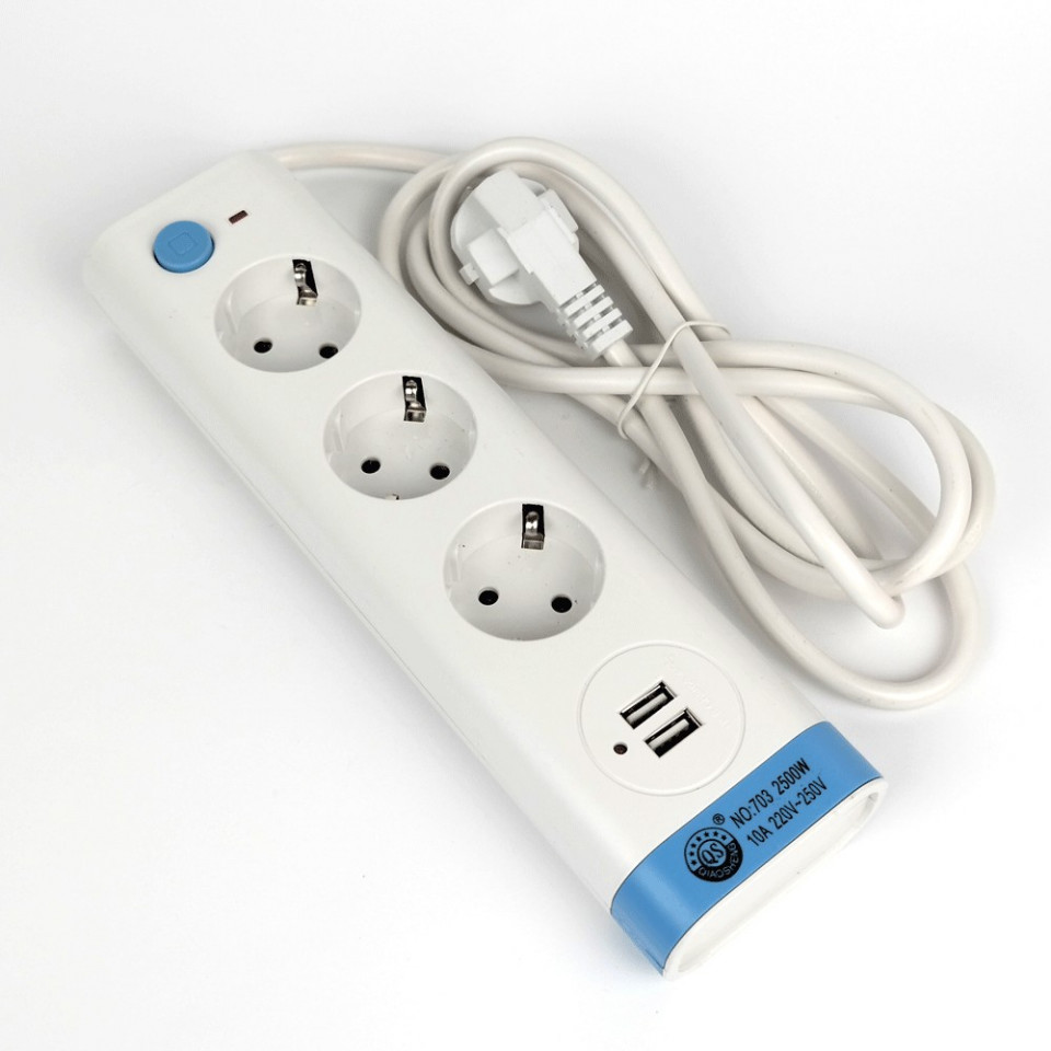 Prelungitor 3 prize, 2 usb