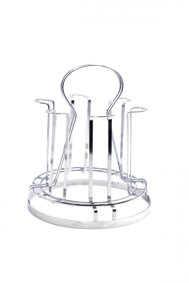 Suport pahare din metal cu tavita pentru 6 pahare 23 cm