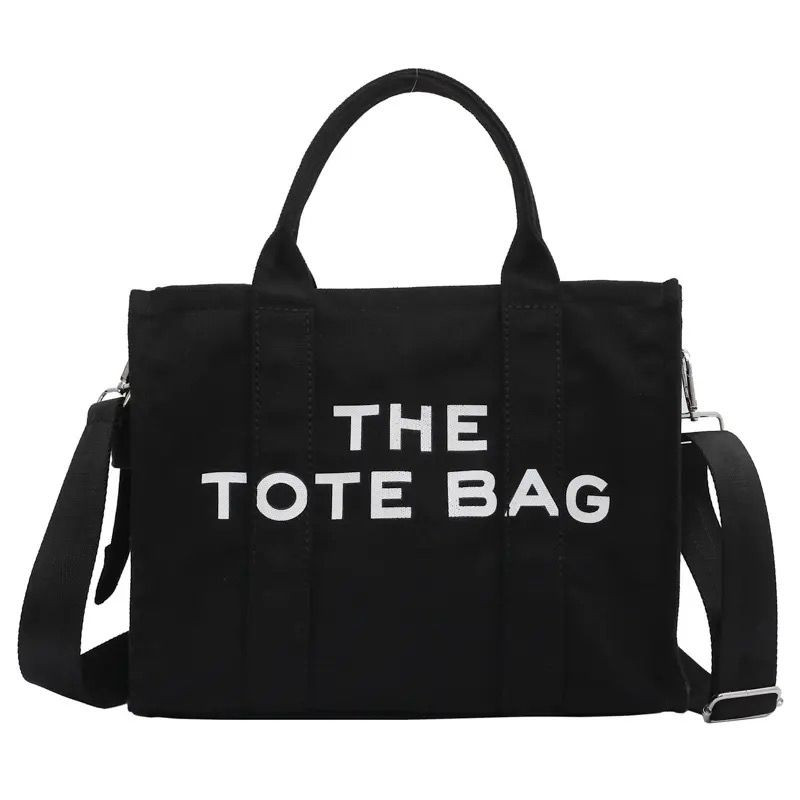 Geanta femei din panza, shopper, large, cu imprimeu logo the tote bag