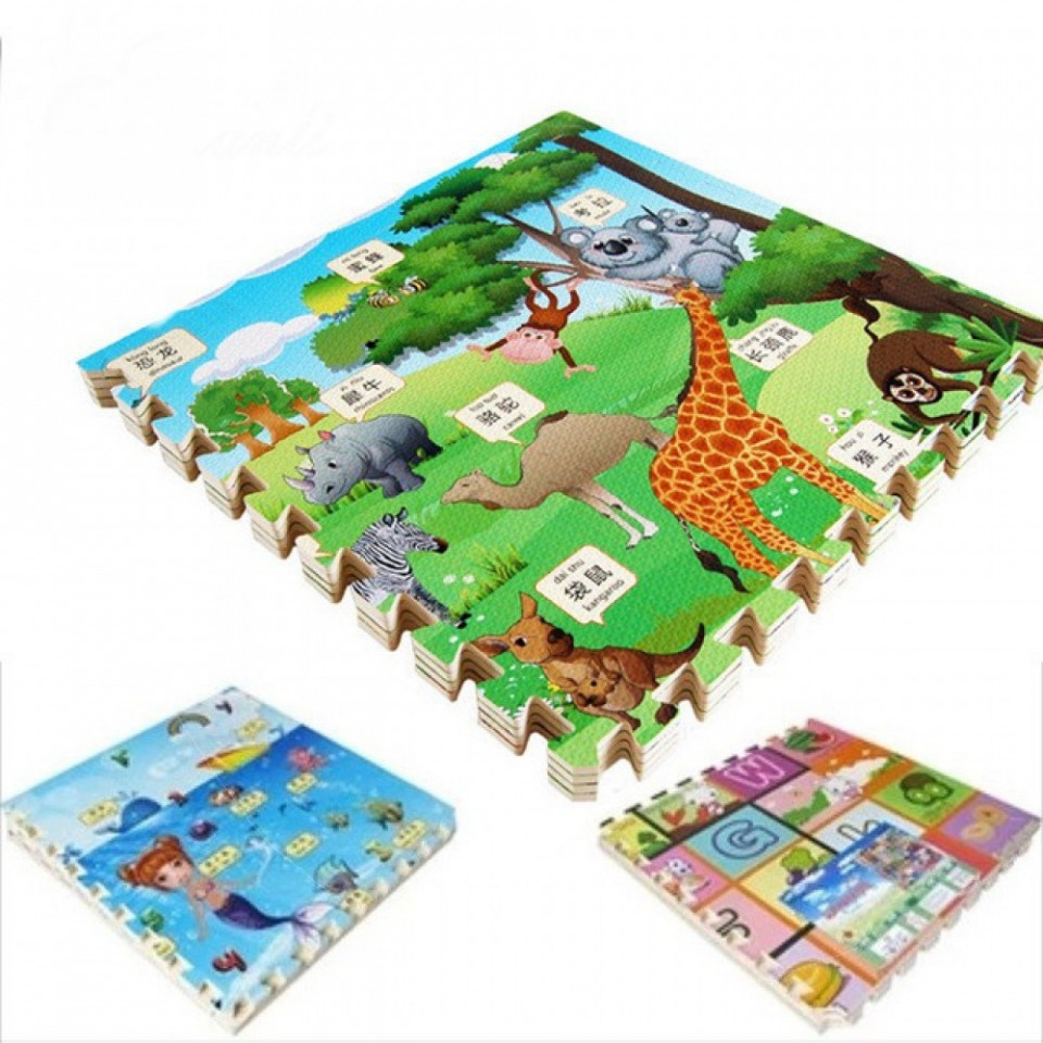 Covoras Puzzle 4 Piese Impermeabil Antiderapant 120 cm x120 cm