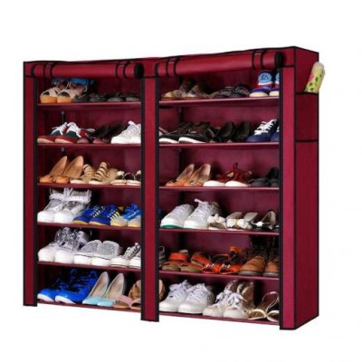 Dulap de pantofi textil dublu, 12 rafturi, 36 de perechi de incaltaminte