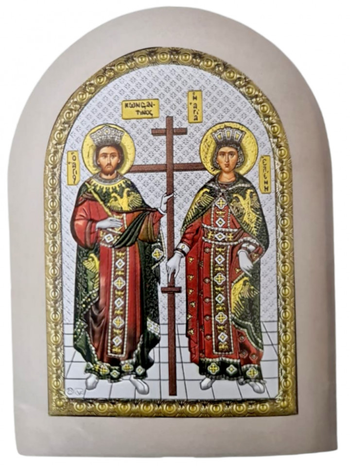 Icoana argintata - Sfintii Imparati Constantin si Elena 15x21 cm