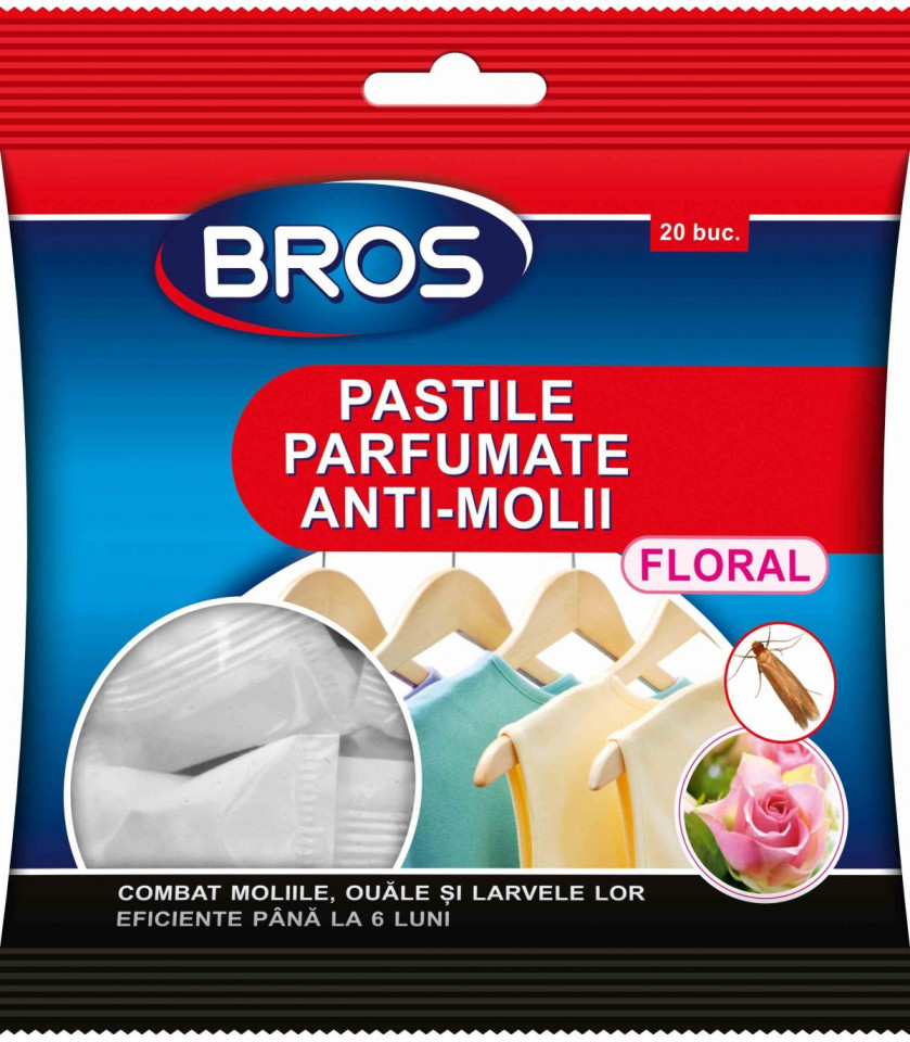 Pastile parfumate antimolii, bros, floral 20 buc/set