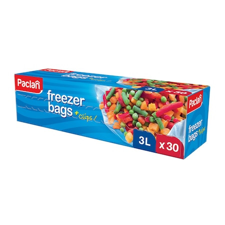 Pungi pentru congelator cu clipsuri Paclan 3l 25cmx32cm 30buc