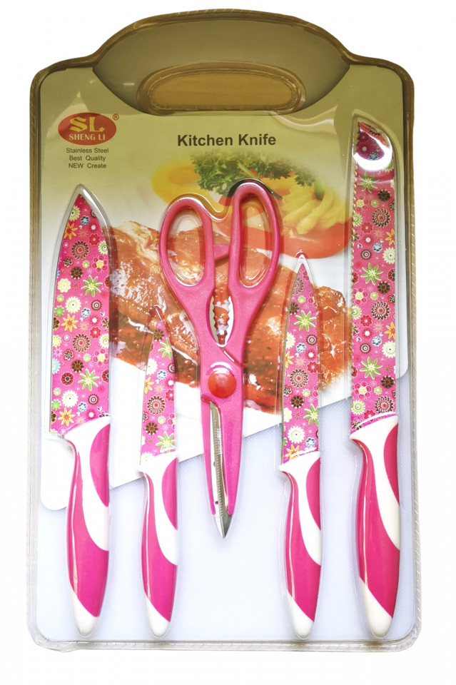 Set 6 piese bucatarie, tocator, foarfeca, cutit