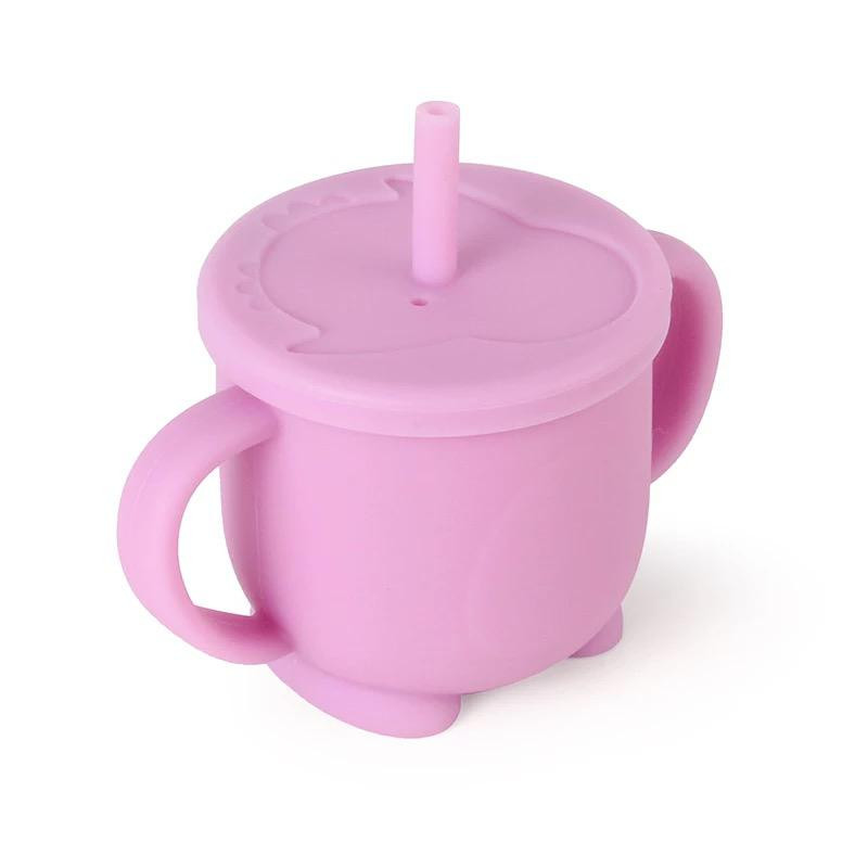 Cana din silicon cu capac si pai, 160 ml, lila