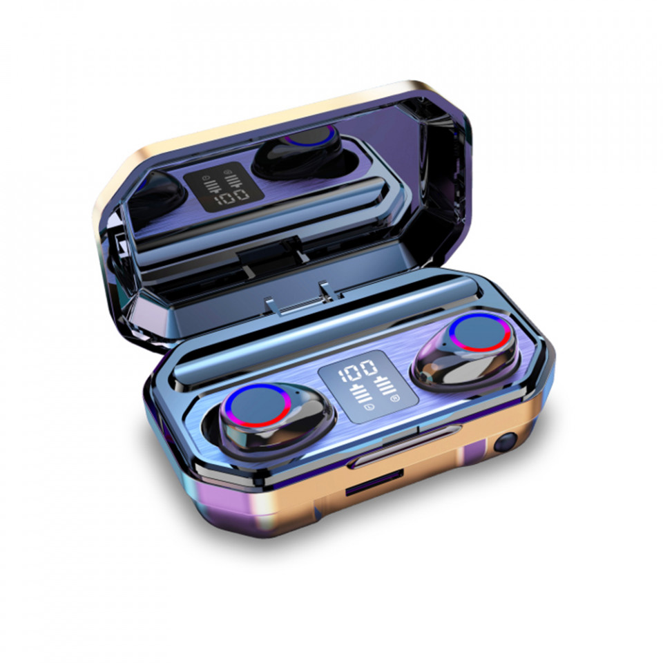 Casti bluetooth m12 tws, 5.0, display digital, microfon