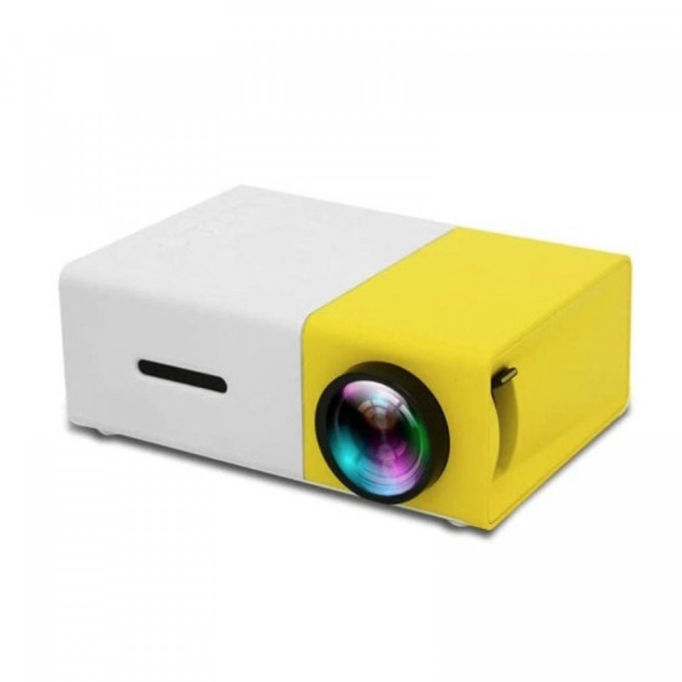 Mini video proiector portabil, LED, 1080p, HD, galben-alb