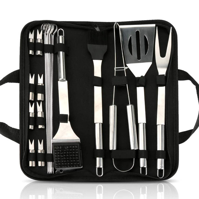 Set accesorii gratar cu 20 de piese, portofel