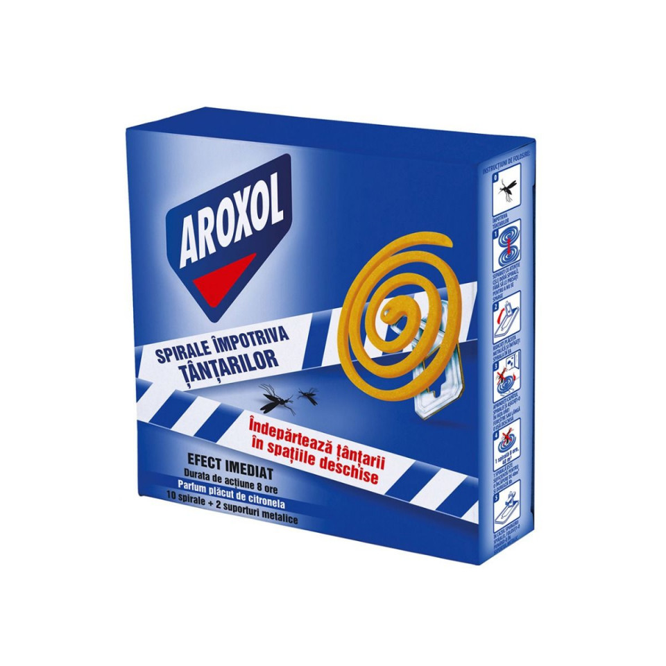 Spirale anti tantari aroxol 10 buc si 2 suporturi metalice