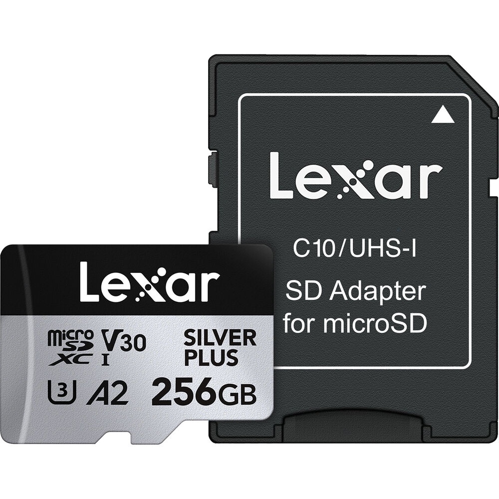 Lexar microSDXC Silver Plus 256GB, 1066x UHS-I/U3/A2/4K, R205/W150 (V30) - Card de memorie pentru 4K UHD