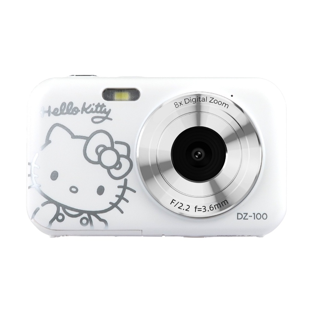YASHICA x Hello Kitty DZ-100 , Camera digitala Alba, 8 MP, zoom 8x, F/2.2, 3.6mm