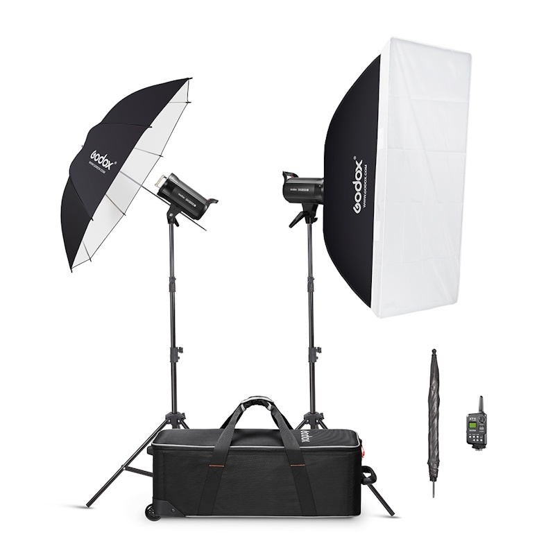 Godox SK300IIV-C, Kit 2 Blituri SK300II-V cu stative, softbox si umbrele