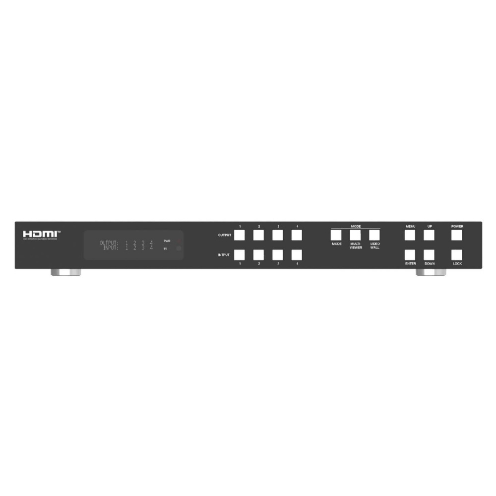Matrix Switcher Seamless HDMI 2.0 4x4 cu functie Video-Wall si Multi-Viewer, Audio Extract, RS232 si TCP/IP, telecomanda