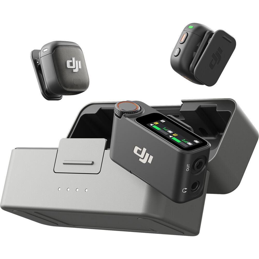 DJI Mic 3, Sistem microfon wireless 2 persoane, USB-C, cu carcasa de incarcare