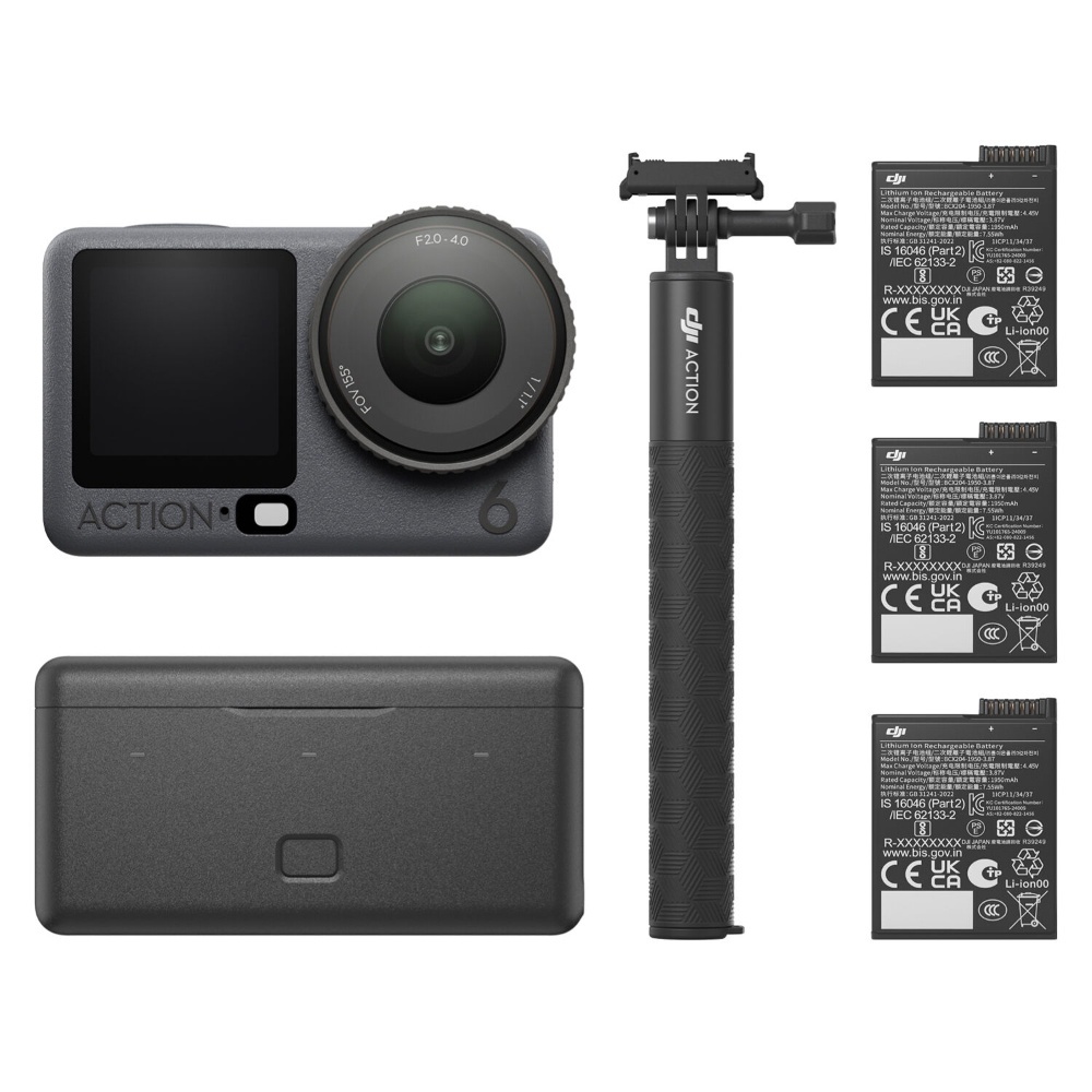 DJI Osmo Action 6 Adventure Combo, Kit Camera de actiune 4K120, Senzor CMOS 1/1.1", 50GB