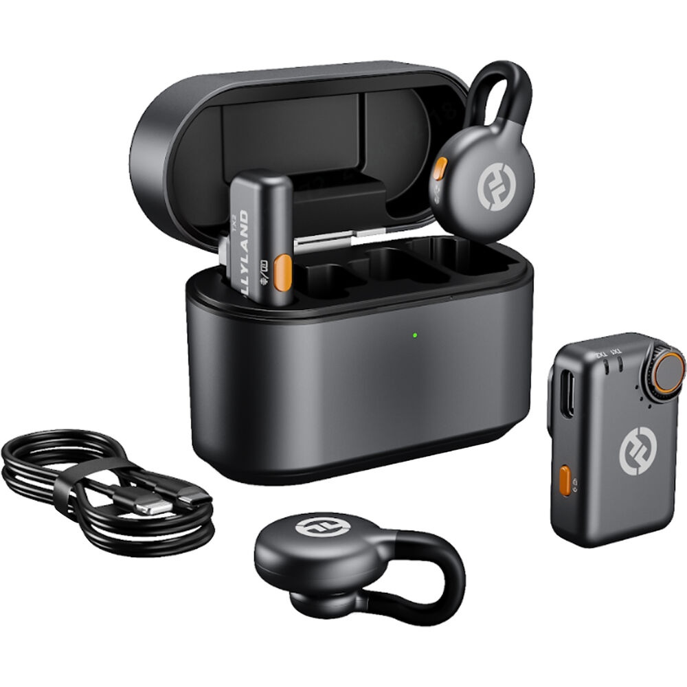 Hollyland Lark M2S Combo, Sistem microfon wireless, 2 persoane, 2.4 GHz, culoare Space Gray