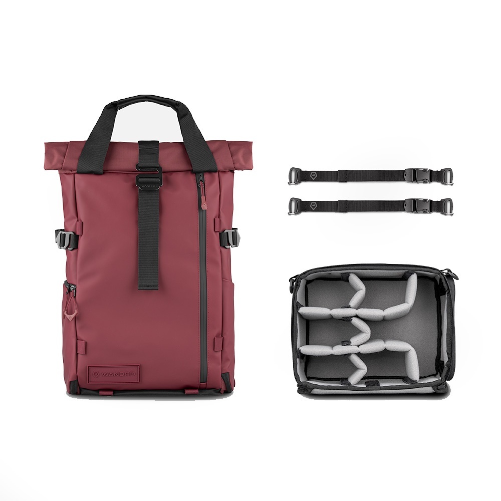 WANDRD PRVKE 21L Rhone Burgundy Photo Bundle V4, Rucsac foto 21L cu Essential Camera Cube