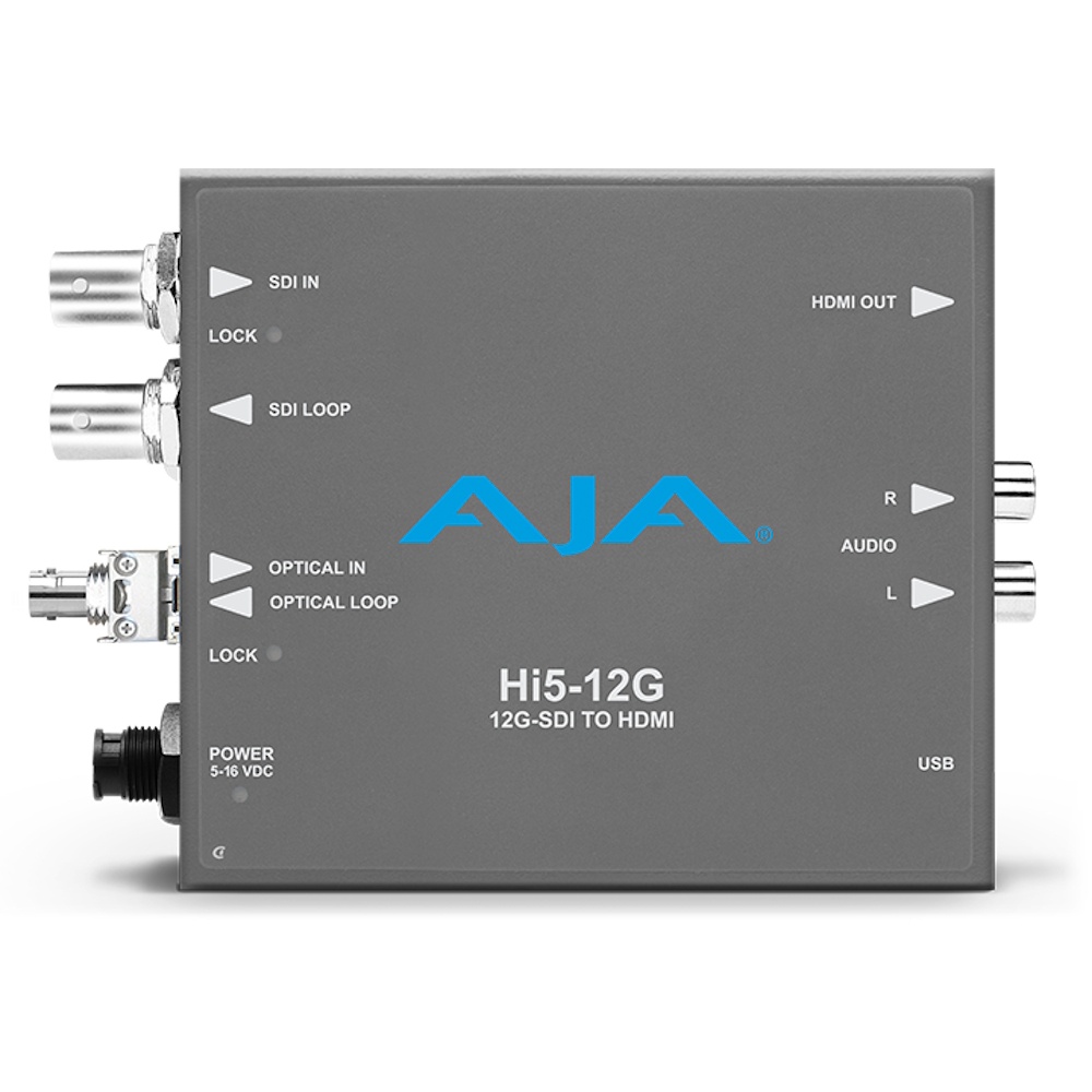 AJA Hi5-12G-R-ST, Convertor 12G-SDI / fibra optica la HDMI 2.0, ST Fiber Receiver