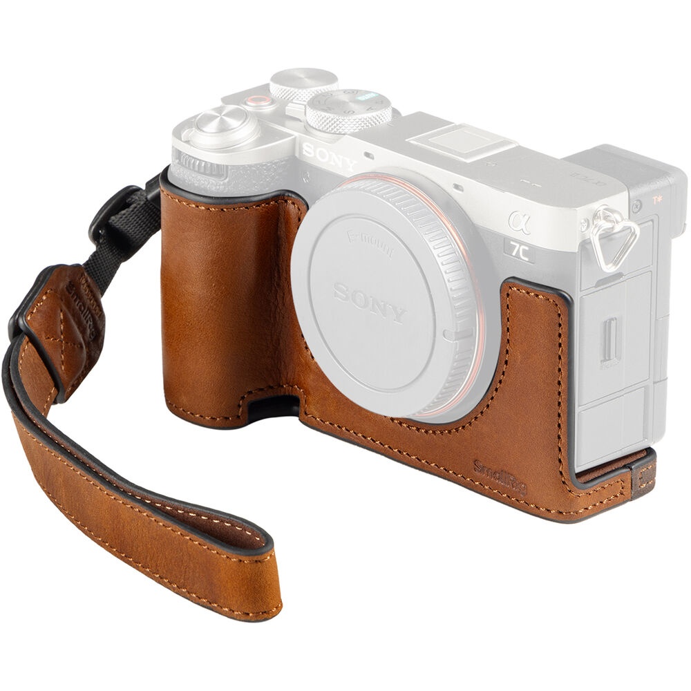 SmallRig 5015 Half Case Kit, Husa din piele maro pentru Sony a7C II / a7CR