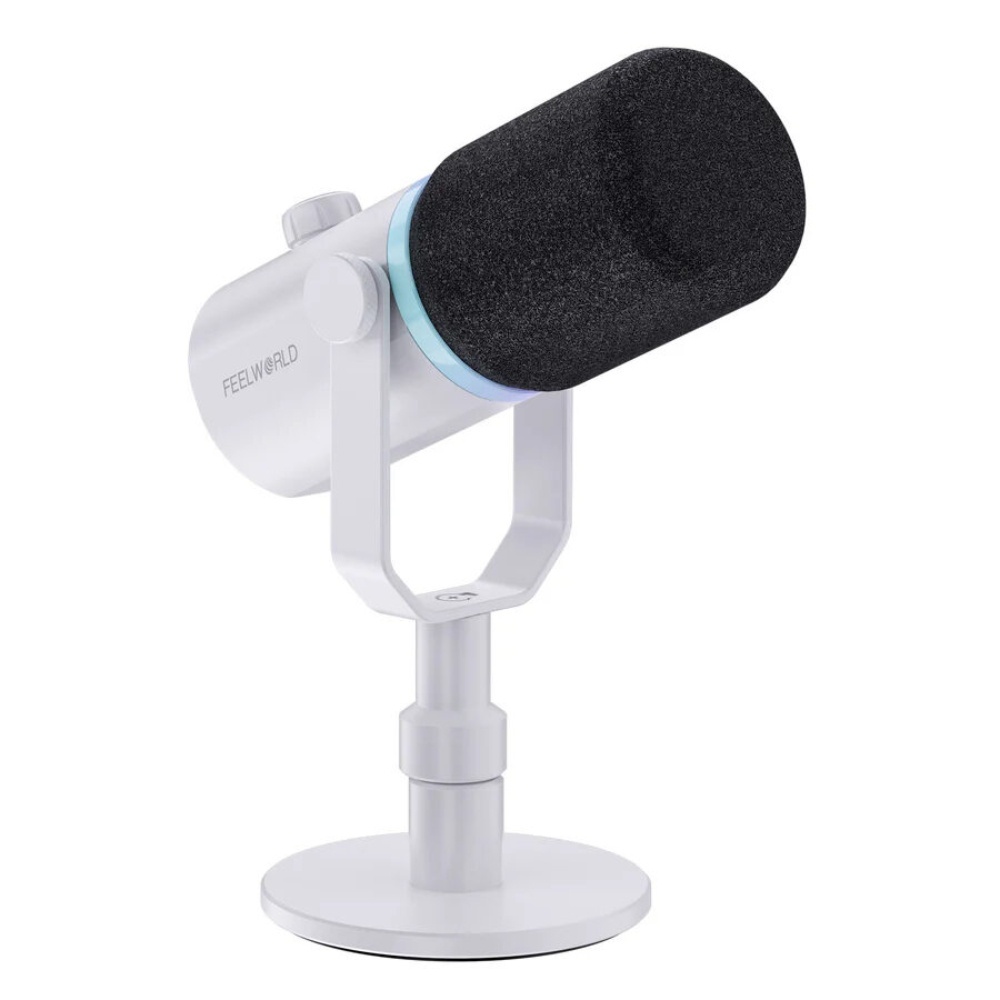 Feelworld PM1-XS-W Alb, Microfon Dinamic Cardioid, RGB, XLR si USB-C