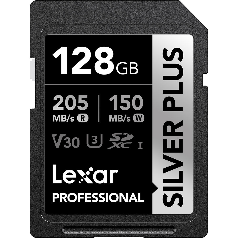 Lexar Silver Plus 128GB, SDXC UHS-I/U3/A2/4K, Card de Memorie R205/W150 (V30)