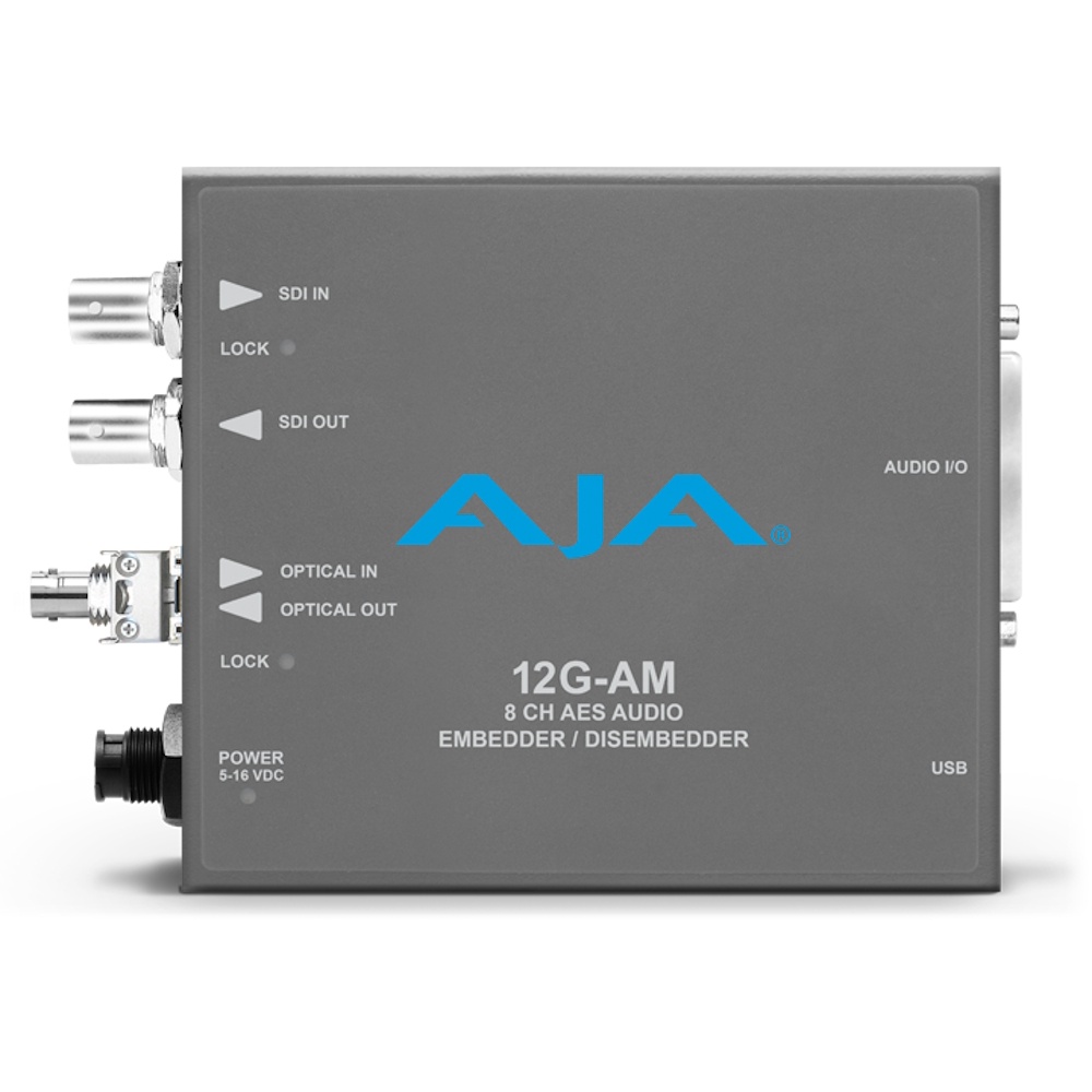AJA 12G-AM-T-ST, Audio Embedder/Disembedder 12G-SDI, 8-Ch AES cu ST Fiber Tx SFP