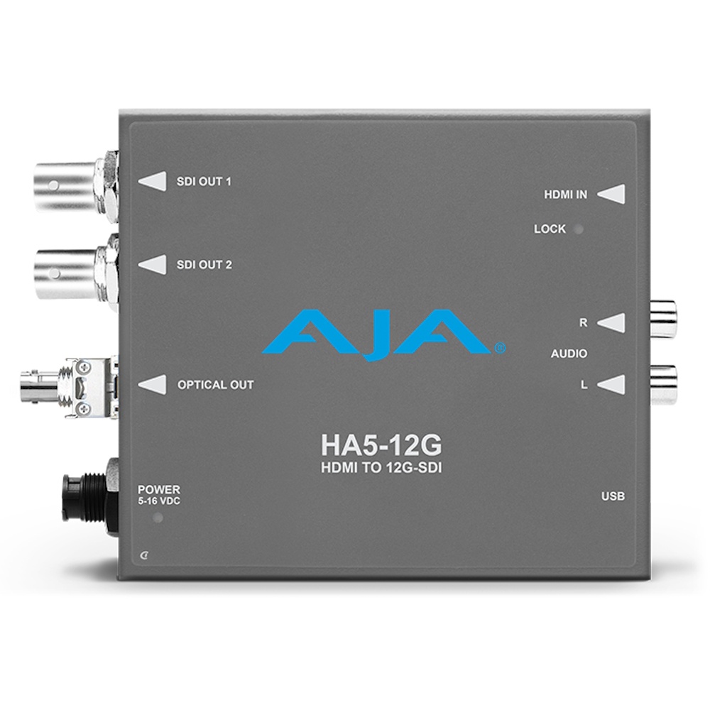 AJA HA5-12G-T-ST, Convertor HDMI 2.0 la 12G-SDI, cu ST Fiber transmitter