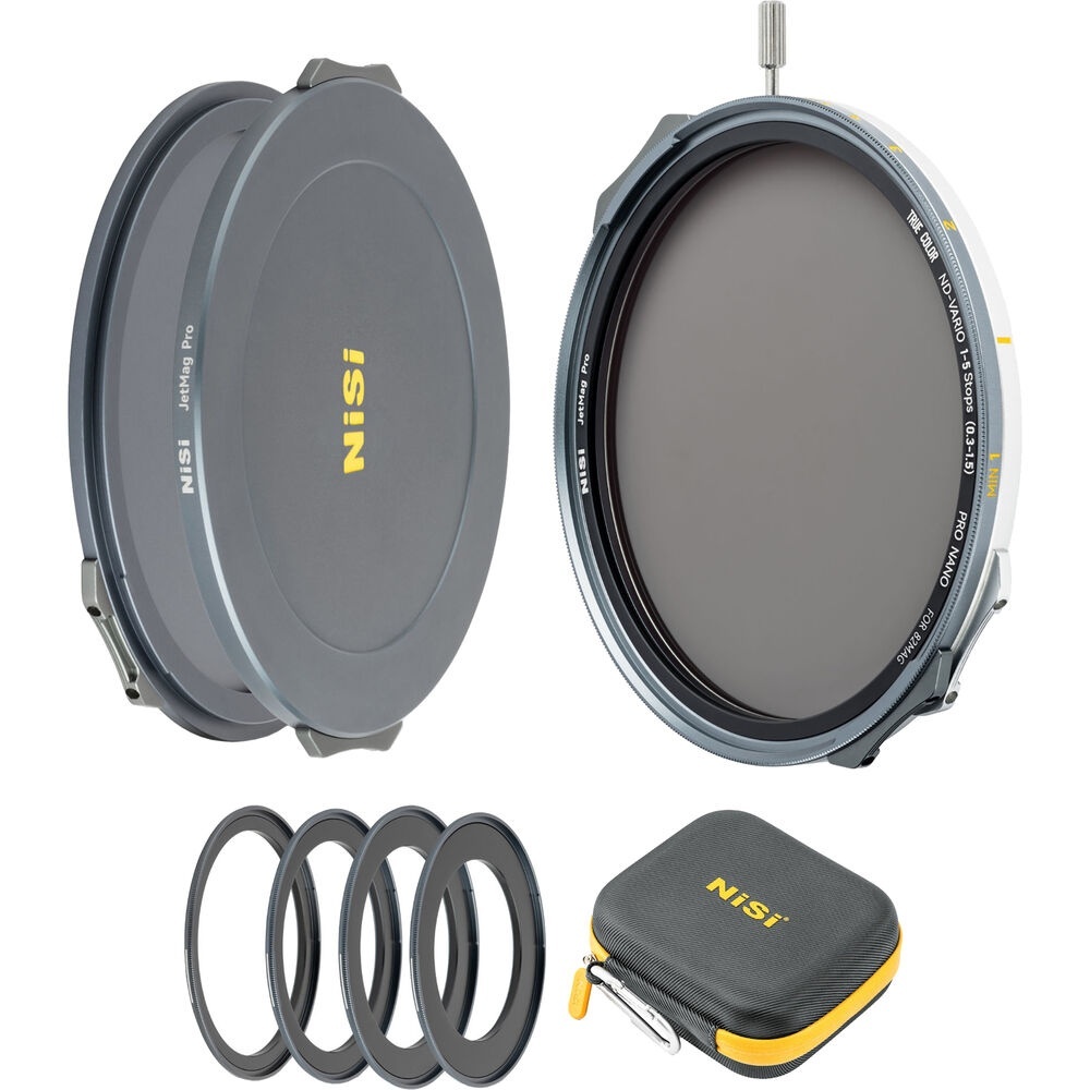 NiSi JetMag Pro 82MAG Flex, Kit filtru magnetic VND 1-5 Stopuri cu adaptoare 67, 72, 77 si 82mm