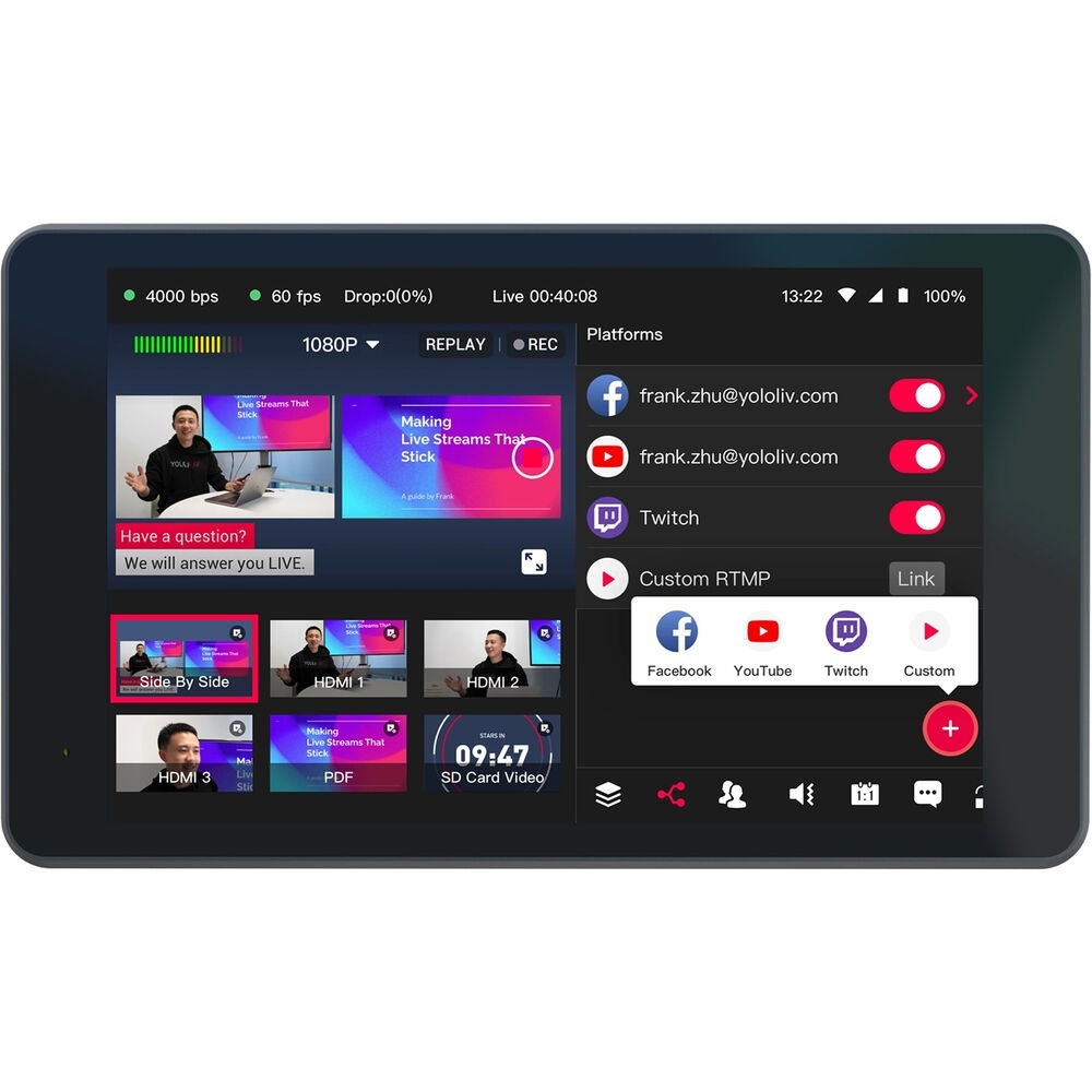 YoloLiv YoloBox Pro, Sistem all-in-one, 4K video, 3 intrari HDMI, ISO Recording, 8" LCD touchscreen