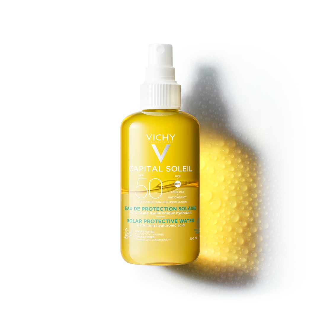 Apa cu protectie solara SPF 50+ pentru fata si corp Capital Soleil, 200 ml, Vichy