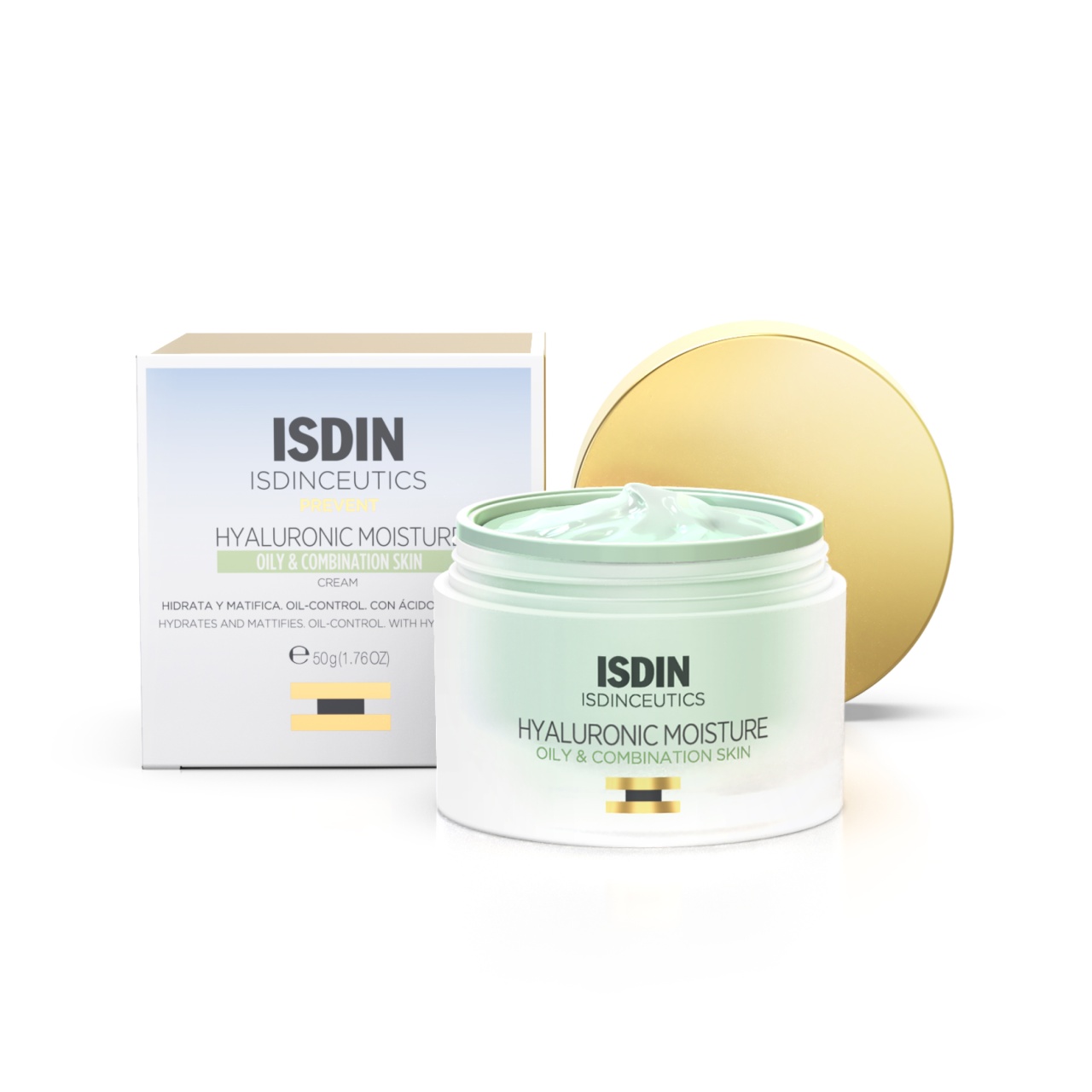 Crema hidratanta cu acid hialuronic pentru ten gras Isdinceutics, 50 ml, Isdin