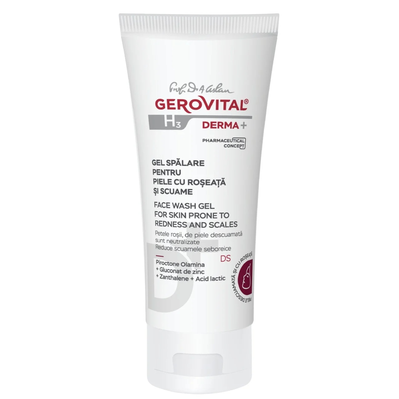 Gel de spalare pentru piele cu roseata si scuame H3 Derma+, 150ml, 411, Gerovital