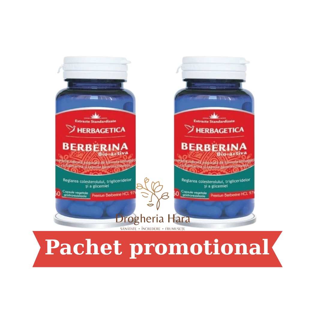 Pachet Berberina Bio-Activa 60 capsule + 60 capsule, Herbagetica