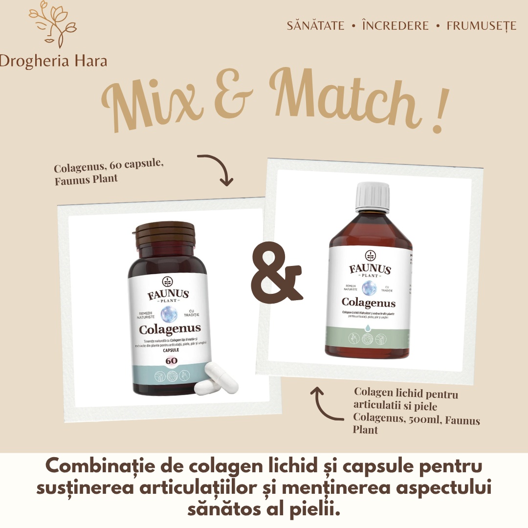 Pachet Colagenus Articulații și Piele 500 ml + Colagenus 60 capsule, Faunus Plant