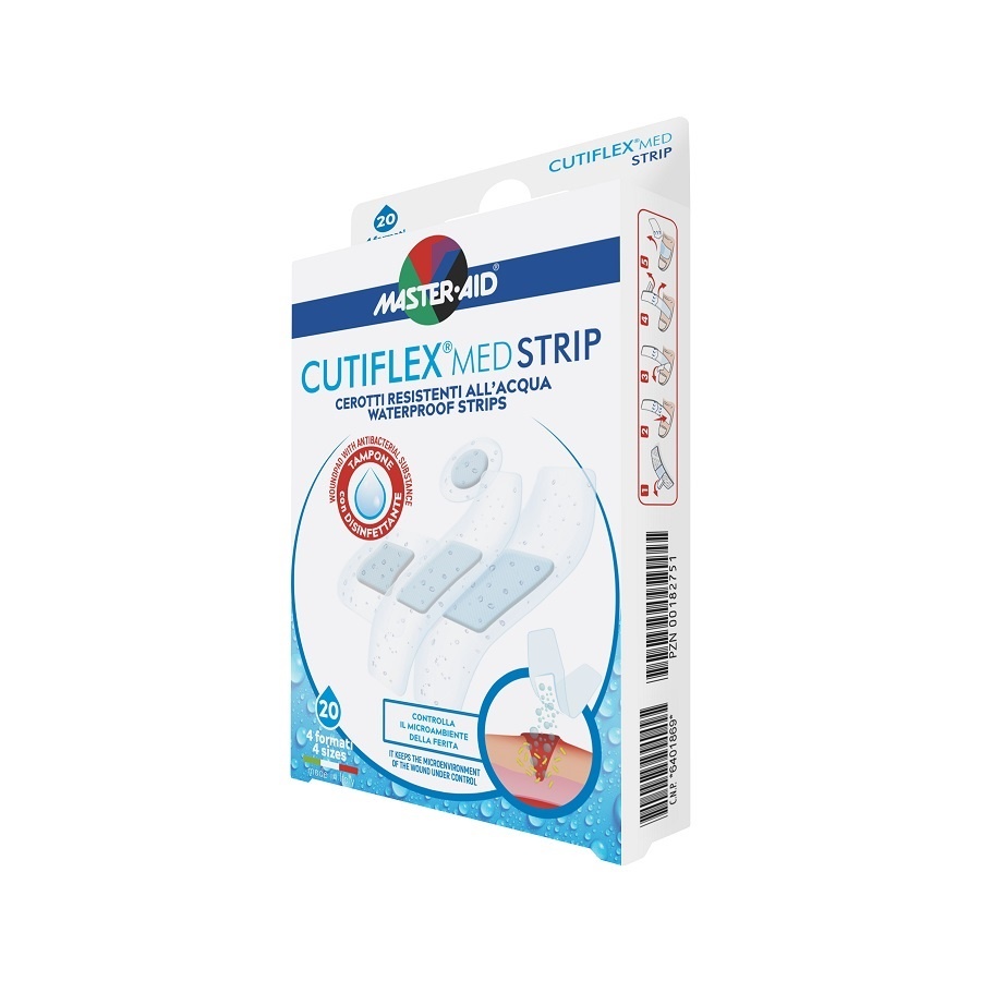 Plasturi impermeabili Cutiflex Strip Master-Aid, 4 marimi, 20 bucati, Pietrasanta Pharma