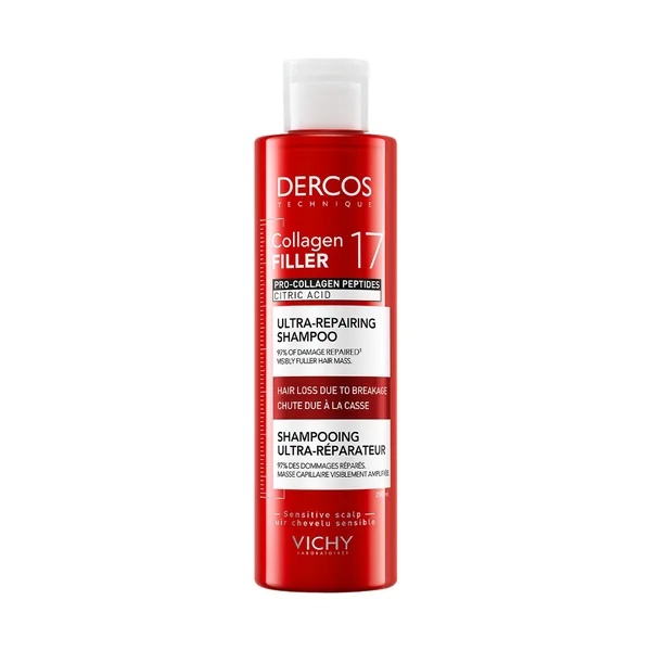 Sampon ultra-reparator pentru par deteriorat si fragil Dercos Collagen 17 Filler, 200ml, Vichy