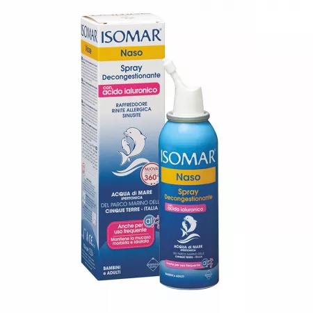 Spray nazal cu apa de mare hipertonica și acid hialuronic, 100 ml, Isomar