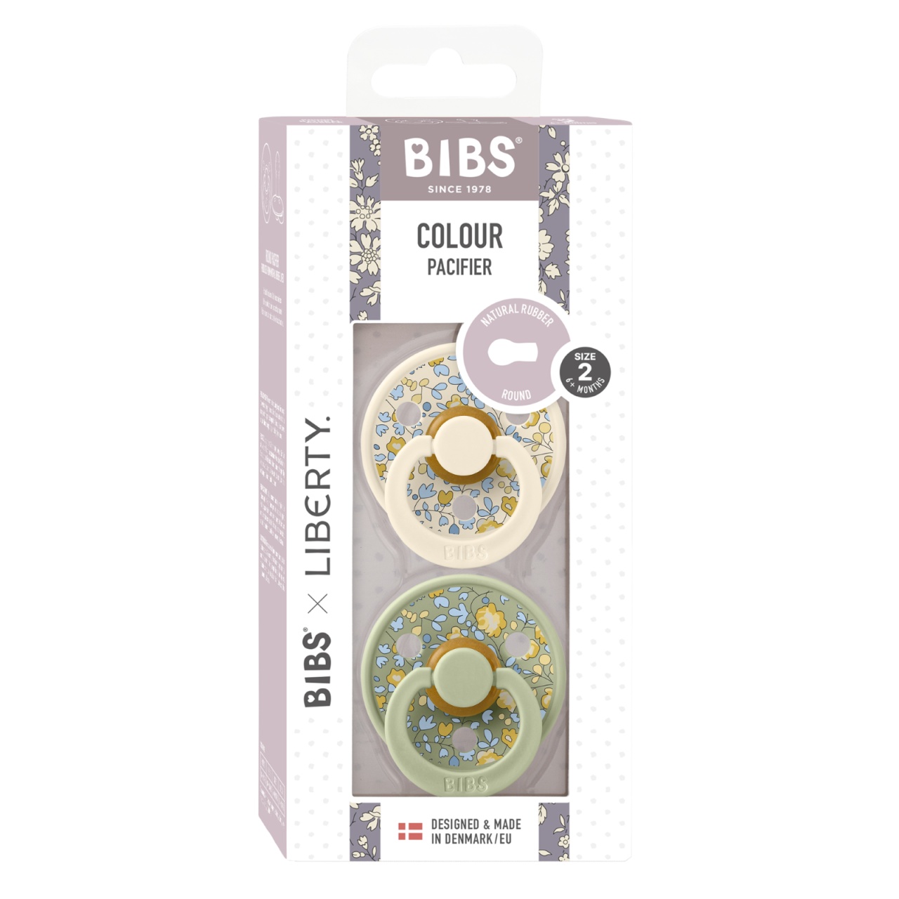 Suzete din latex cu tetina rotunda Colour, 6 luni+, Liberty Colour Ivory - Sage, 2 bucati, Bibs