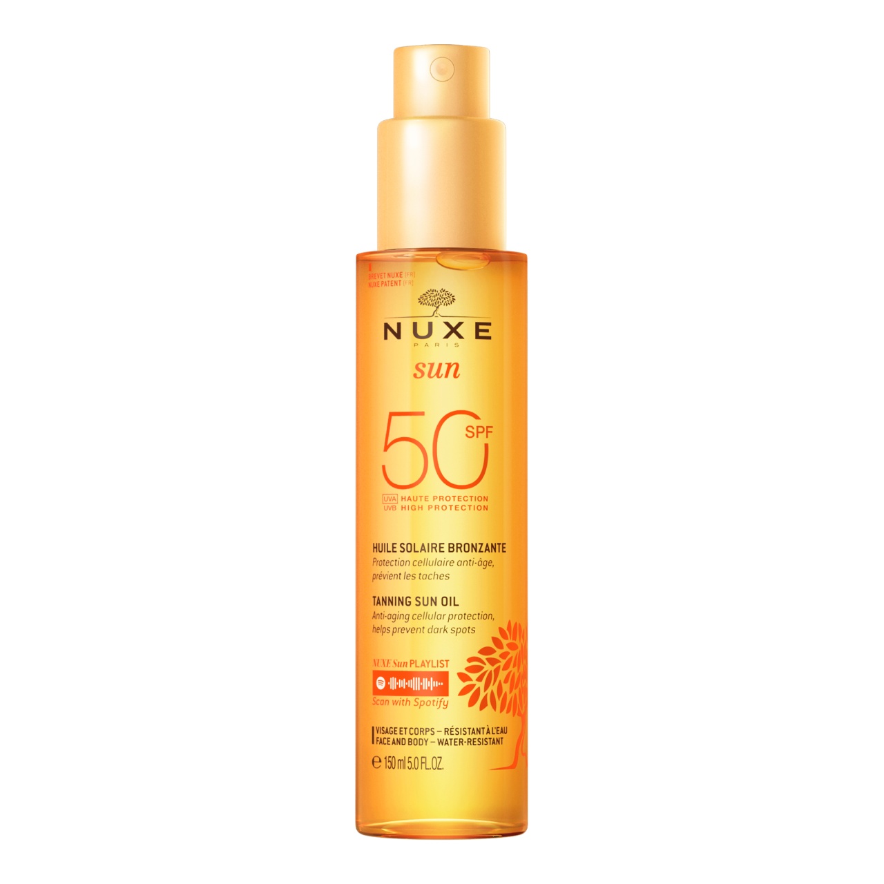 Ulei pentru bronzat cu protectie solara SPF50 Sun, 150 ml, Nuxe