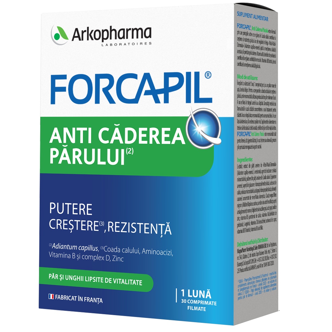 Forcapil anti-caderea parului, 30 comprimate filmate, Arkopharma